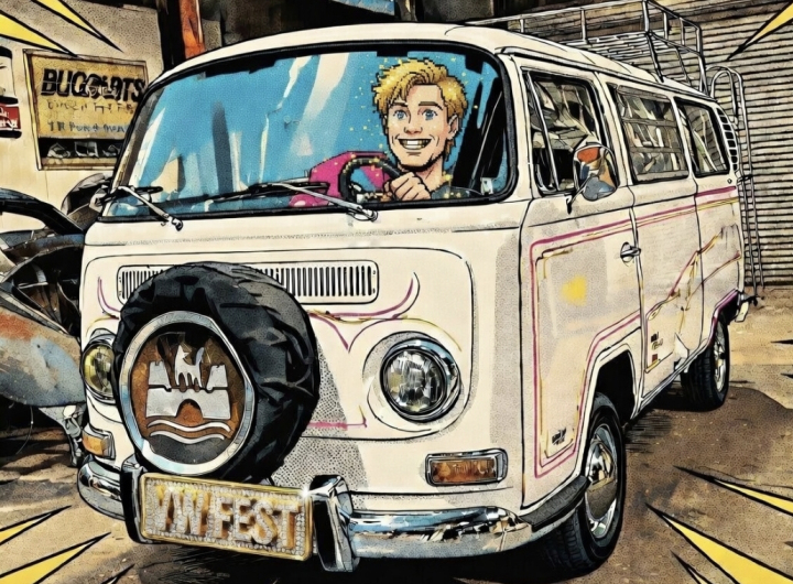 vw bus volkswagen van mascot sunglasses fun